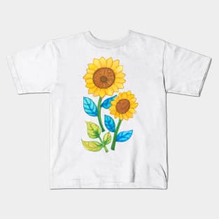 Watercolor Sunflowers Kids T-Shirt